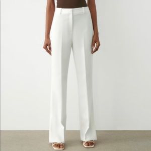 Zara White Straight Slit Pants